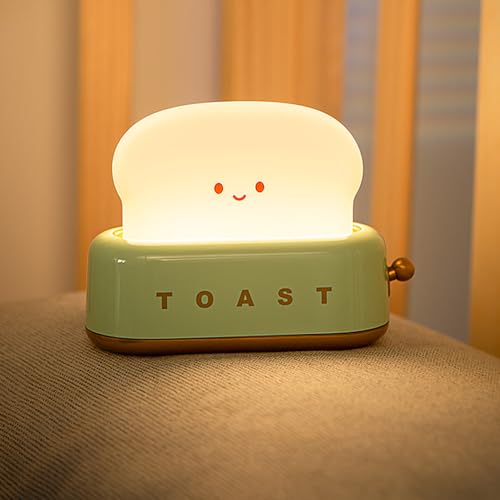 Myratts Led Cute Toaster Lamp Kawaii LED Toast Bread Night Light Super Squishy Silicone USB Rechargeable and Portable Light with Timer Xmas Ideal Gifts for Baby Kids Girls Teens Teenages