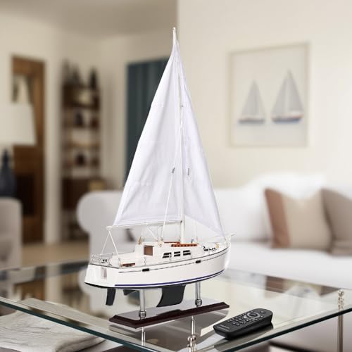 NAUTIMALL Wooden Catalina Yacht Model, 15x23 inch Sailboat Decor, Modern Luxurious Living Room Nautical Home Decoration Beach House Display by NAUTIMALL - Used condition - Image 4