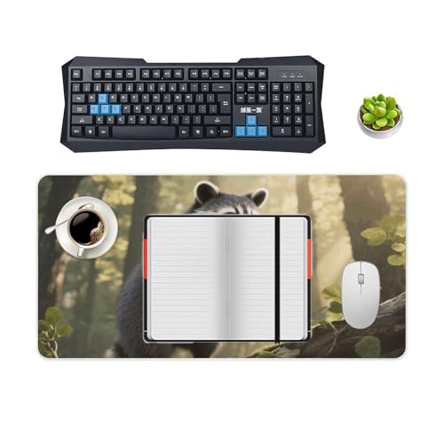 Desk Pad Protector 24x12 Inch Extended Raccoon Mouse Mat miniatura 4