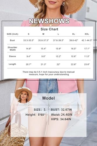 Image of Newshows Womens Spring Cardigan Sweaters Lightweight Short Sleeve Button Down Shirts Ribbed Knit Blouse Tops 2026 Trendy