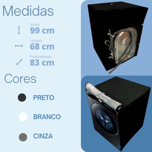 CAPA PARA LAVA E SECA SAMSUNG 18kg WD18T SMART TRANSPARENTE (PRETO) #2