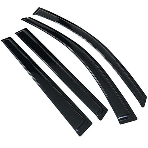 Window Visor Compatible with 2014-2023 Jeep Cherokee, Acrylic Unpainted Black Sun Rain Shade Guard Wind Vent Air Deflector by IKON MOTORSPORTS, 2015 2016 2017