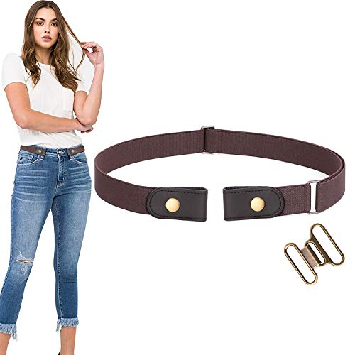 Image of WERFORU No Buckle Stretch Belt for Women and Men Elastic Waist Belt up to 72 Inches for Jeans Pants