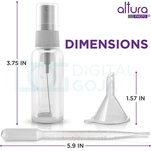 (10 Pack) Empty 20ml (0.66oz.) Clear Plastic Mist Spray bottle + 2 Pipette Droppers and 2 Funnels + MagicFiber Microfiber Cleaning Cloth
