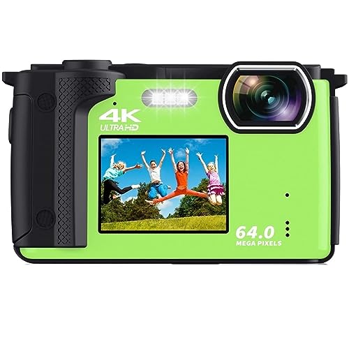Cámara De Fotografía Pantalla Dual 64MP Grabadora Selfies 4K UHD Vlog Videocámara 16X Zoom Compacta Web Transmisión En Vivo Toma Nítida Suave(with 32G,with 2 Batteries-02)