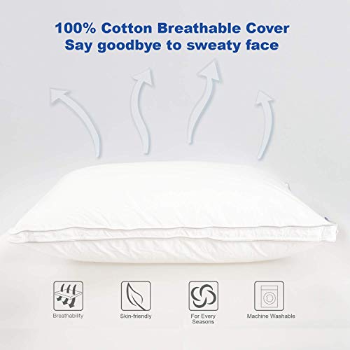 Lunvon Bed Pillows for Sleeping Super Soft Cover Queen Gel Pillows for Back and Side Sleeper Adjustable Shredded Memory Foam for Home Hotel Luxury Cooling Hypoallergenic CertiPUR-US, White