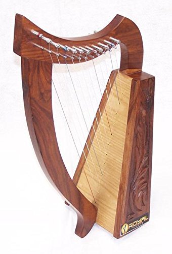 21 Inch Tall Celtic Baby Harp 12 Strings Solid Wood Free Bag Strings Key