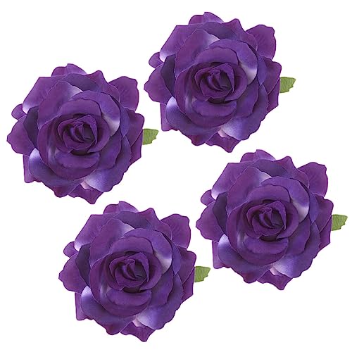 CALLARON Purple Simulated Rose Hair Clip 4.3 Inch Cloth Flower Hairpin for Women Wedding Beach Festival Party Accessories
