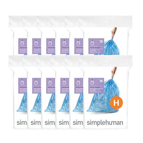 Image of simplehuman Code H Custom Fit Drawstring Trash Bags in Dispenser Packs, 30 Liter / 8 Gallon, Blue - 240 Liners