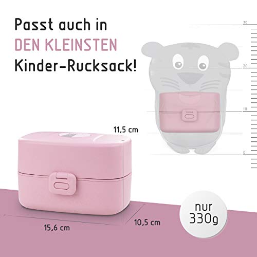 Foto von BJORKI® Bento Box für Kinder inkl. BONUS Namensticker - Auslaufsichere Lunchbox mit Fächern - Nachhaltige Brotdose Kinder für Kindergarten & Schule - Die Jausenbox für unterwegs.