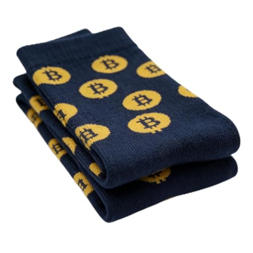 HumblePleb Mens Bitcoin Socks Crypto BTC Novelty Crew Socks Funny Cotton Sock for Men Cryptocurrency Gift Idea (Blue)