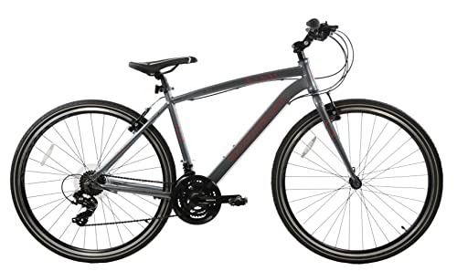 Ammaco Pathway X1 700c Hybrid Trekking Sports Commuter Urban Mens Bike 17" Frame Lightweight Grey 21 Speed