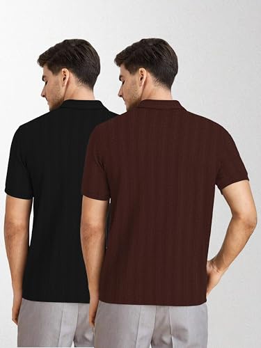 Image of MiraMichi Men's Polycotton Short Sleeve Casual Polo Collar T-Shirt - Lightweight Breathable Classic Polo for Everyday Comfort & Style
