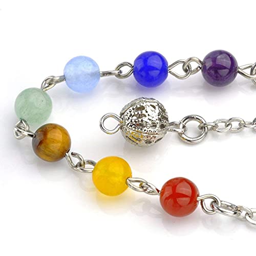 Top Plaza Bundle - 2 Items: Natural Crystal Rose Quartz Antique Silver Flower Necklace & 7 Chakra Reiki Healing Crystal Dowsing Divination Pendulum #TOP5
