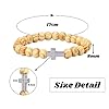 Manfnee 3Pcs Armband mit Kreuz 8mm natürlichen Holzperlen Männer Frauen Armband Phantasie Kruzifix Gebet Gelassenheit Elastisch #1