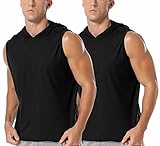 Babioboa Mens 2 Pack Hooded Tank Tops Bodybuilding Muscle Cut Off T Shirt Sleeveless Gym Training...