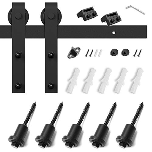 Image of SMARTSTANDARD 6.6 FT Barn Door Hardware Kit -Fits 40 inch Wide Door Panel | Sliding Barn Door Track, Smooth and Quiet, Easy to Install, Includes Step-by-Step Installation Instructions (J Shape Hanger)