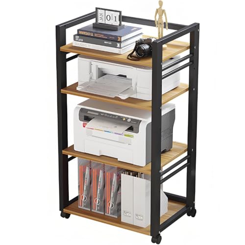 YQMHEZ Meuble Rack Audio à 4 Niveaux avec roulettes, Meuble HiFi, Armoire de Support multimédia avec Hauteur réglable, Tour de Support Audio Robuste for...
