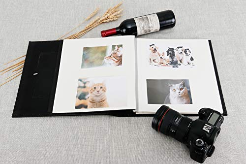 Self Adhesive Stick Photo Album with Magnetic Pages, Large Leather Family Albums with Sticky Page for Wedding/Anniversary/Birthday, Support 3x5 4x6 5x7 8x10 (Brown, 30 Sheets / 60 Pages)