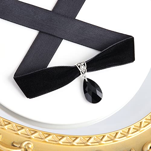 Hexalova Gothic Victorian Choker, Black Velvet Choker, Vintage Goth Choker, Crystal Pendant Choker, Black Choker Necklace For Women Girls, Gothic Jewelry #TOP4