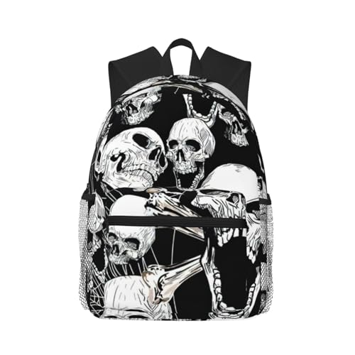 Sac à dos voyage compartimenté à motif crâne rétro noir