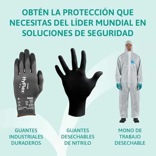 Ansell AlphaTec 37-185 Guantes Nitrilo Impermeables, Guantes Trabajo Multiuso, Limpieza, Cocina, Químicos, Seguridad Hogar, Sin Latex y Reutilizable, Guantes Hombre Mujer, Verde, Talla 2XL (1 Par) - imagen 8