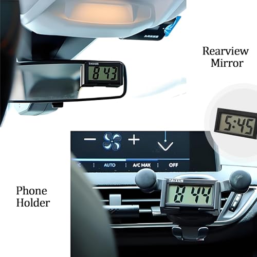 Pevlkawr Mini Auto Uhr Fahrzeug Elektronische Digitaluhr reisewecker klein uhr für auto mini uhr digital Für Auto Armaturenbrett Schreibtisch Tisch, Schwarz