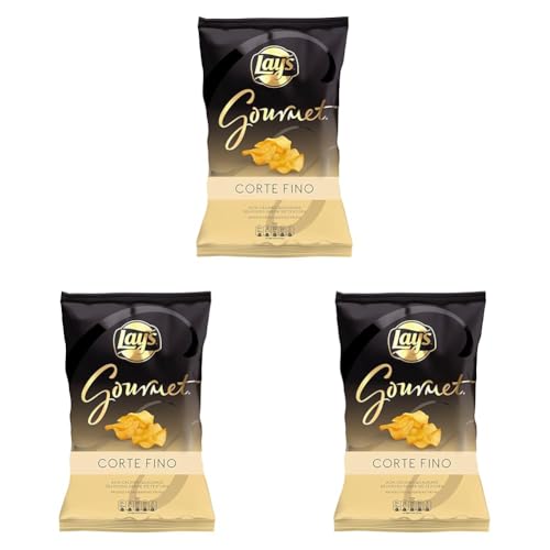 Lay's Gourmet, Patatas fritas de corte fino de alta calidad, Producto de Aperitivo, bolsa individual, 150gr (Paquete de 3)
