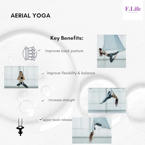 Image of F.Life Aerial Silk Yoga Hammock & Swing for yoga Inversion,Strength training,starter hardware kit