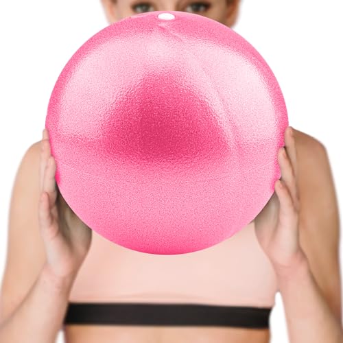 バランスボール ヨガ用25cmピラティスボール、バランスの改善、コアトレーニング、ギムニクボール 柔らかいボール エクササイズボール自宅、オフィス、ジムで運動する男性と女性に適していますピンク
