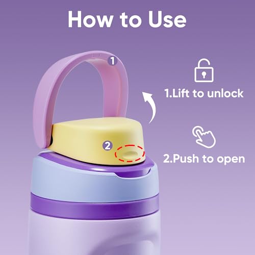 Image of Fijinhom 24 oz Insulated Water Bottle,Stainless Steel Sports Water Bottle with Straw, Double Wall Vacuum Leak Proof, Cold for 24 Hours, BPA Free for Travel, Sport, Outdoor, Purple