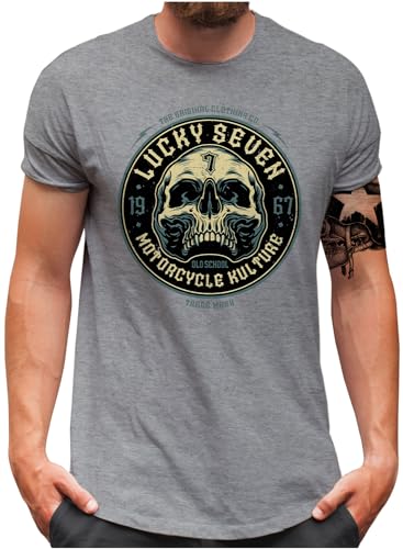 T-Shirt Rockabilly Vampire Skull Lucky 7 en Coton Robuste du S au 5XL pour Homme