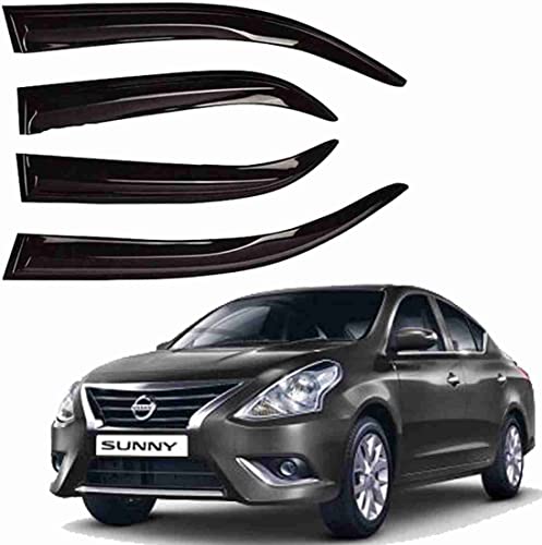 Image of CARSHADE Door Visor Wind Rain Deflector Black Color Compatible for Beat Set of 4 (Sunny)