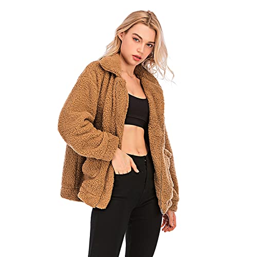 Comeon Women's Faux Fur Jacket Shaggy Jacket Winter Fleece Coat Outwear Shaggy Shearling Jacket #TOP1
