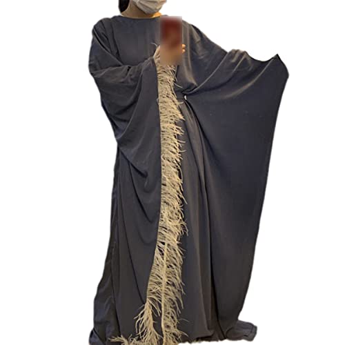 Robe djellaba femme Kelsiop caftan Dubaï abaya musulmane bleue taille unique