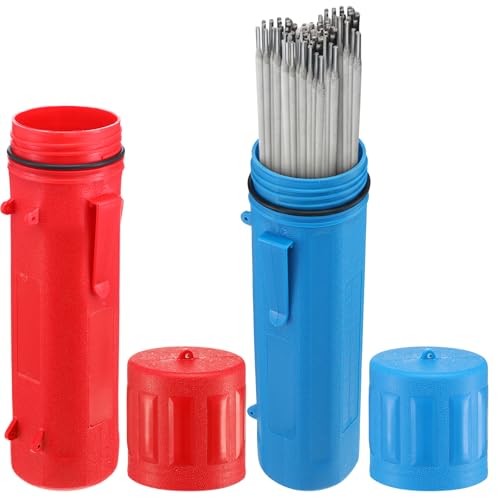2 Pcs 14 Inch Welding Rod Storage Tube Airproof Waterproof Electrode Welding Sticks Container Red and Blue