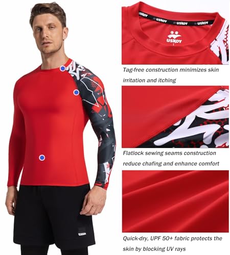 Men's Rash Guard Long Sleeve UPF 50+ Base Layer Skins Compression Shirt Performance Fit3