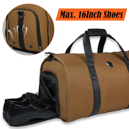 Image of WELKINLAND 2-Suit Garment Duffle Bags for Travel Men, 60L-Large Carry on Garment Duffel Bag, Convertible Garment Duffel Bag w /Shoe Compartment, Foldable Garment Bags for Hanging Clothes Travel