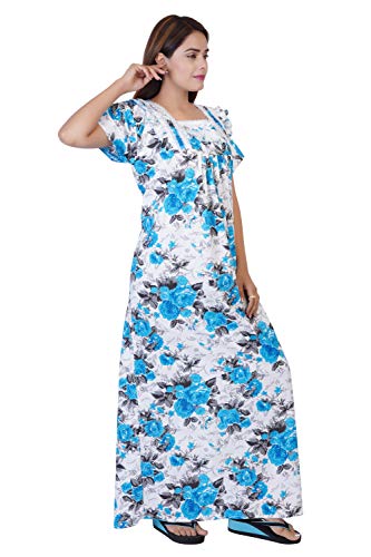 Image of Women's Cotton Block Print Knee Length Nighty