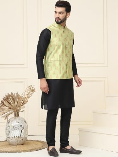 Image of SOJANYA (Since 1958 Men's Silk Blend Kurta Pyjama With Nehrujacket Set