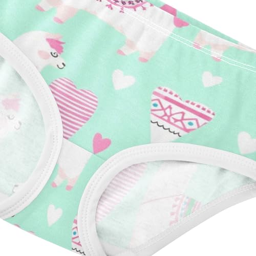 Animal Toddler Underwear Custom 2t Cotton Cute Panties Girl Cute White Llamas Green Briefs Kids Undies4