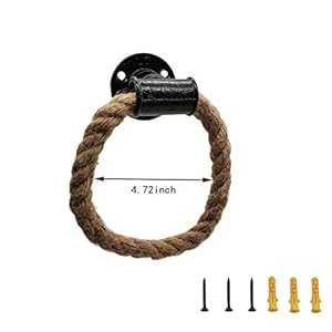 Nautical Towel RingIndustrial Pipe Rope Towel Ring Wall Mounted Rustic Hand Towel Holder Bathroom Decor