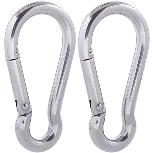 Carabiner Clips, 316 Stainless Steel Carabiner Clip, Heavy Duty Carabiner Hooks, Keychain Carabiners, Multi-Purpose Spring Snap Hook for Dog Leash, Outdoor Camping, Swing, Hammock by SEPWIK