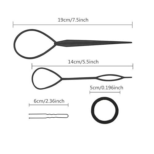 Miniatura 3 de Juego de accesorios para el cabello 3 moldes de dona, 2 moldeadores de esponja de espuma, 1 clip de giro francés, 2 bollos a presión, 10 elásticos,