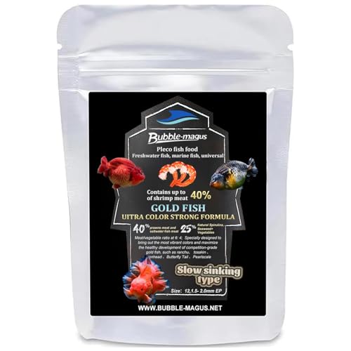 Bubble Magus Sinking Goldfish Food, Color Enhancing, Balanced Diet, All Natural Ingredients, Clear Water Formula, Slow Sinking Gold Fish Pellets, Goldfish Ultra Color ?2oz?