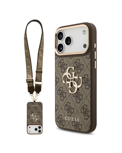 Coque Guess iPhone 17 Pro Max marron avec logo 4G chic et boutons métal