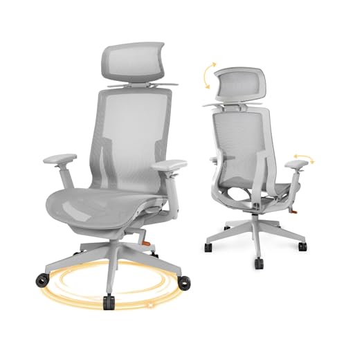 Nouhaus Ergo Airex Ergonomic Office Chair - High Back Mesh Desk Chair Comfy with Adjustable Headrest, Lumbar Support, 3D Armrest, Coat Hanger, Tilt Lock, Home Office Computer Chairs for Stud