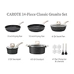 CAROTE 14Pcs Pots and Pans Set Non Stick, Cookware Sets Induction Cookware Granite Cooking Set with Frying Pans, Saucepans, Saute Pan, Extra Large Casserole - Image 2