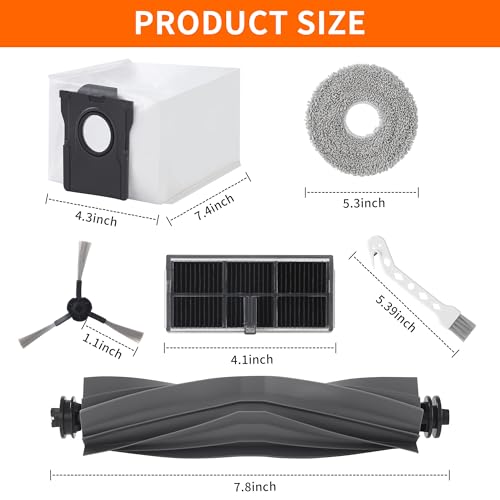 25 Stück Zubehör für Dreame L10s Pro Ultra Heat/ L10s Ultra Gen 2/ Mova E30 Ultra/ X30 Ultra, einschließlich 2 Hauptbürsten, 4 Filter, 6 Staubbeutel, 6 Wischpads, 6 Seitenbürsten, 1 Reinigungsbürste