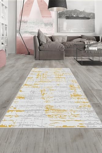 Ontheclouds Hardal Eskitme Desen Yıkanabilir Kaymaz Taban Leke Tutmaz Modern Salon Halısı ve Yolluk, 120 x 180